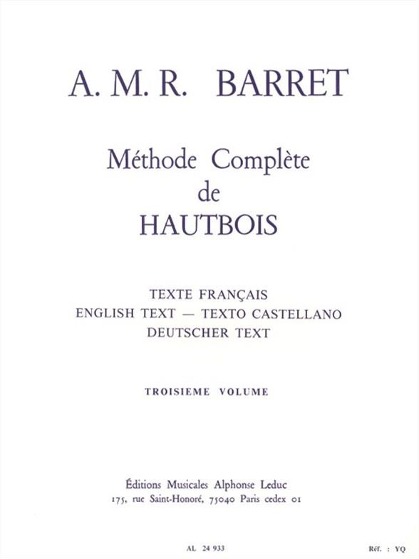 Méthode complète vol.3  pour hautbois  