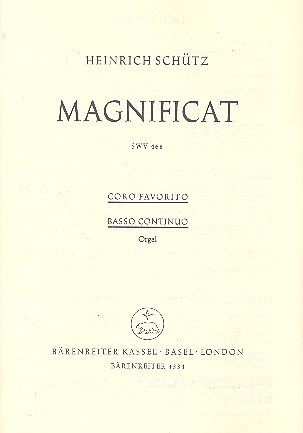 Magnificat SWV468 für 5 Chöre&nbsp;&nbsp;Favoritchorpartitur mit Bc&nbsp;&nbsp;3 Vokalchoere (2 ad lib.), 2 Instrumentalchöre