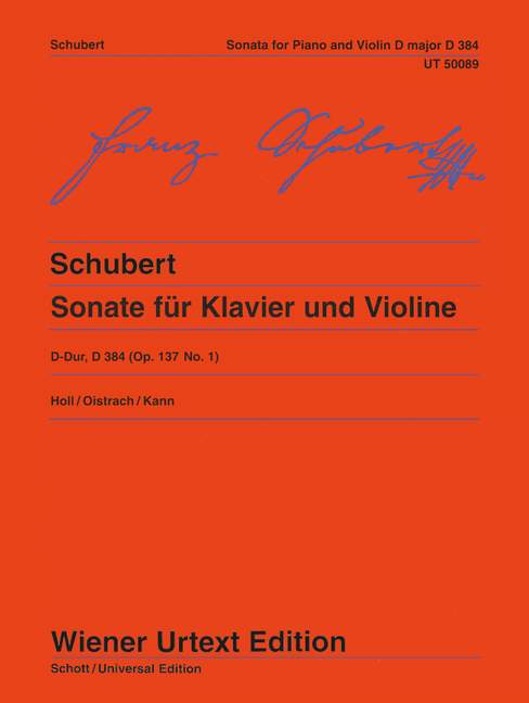 Sonate D-Dur op.137,1 D384&nbsp;&nbsp;für Violine und Klavier&nbsp;&nbsp;
