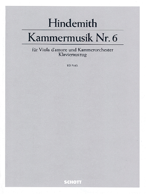 Kammermusik Nr. 6 op. 46/1  für Viola d'amore und Kammerorchester  Klavierauszug mit Solostimme