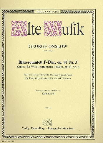 Quintett F-Dur op.81,3  für Flöte, Oboe, Klarinette, Horn und Fagott  Stimmen