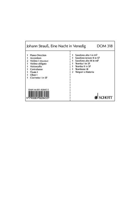 EINE NACHT IN VENEDIG OUVERTUERE&nbsp;&nbsp;FUER SALONORCHESTER&nbsp;&nbsp;LUTZ, ED         PARTITUR+STIMMEN