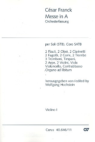 Messe A-Dur op.12 für Soli,  Chor, Orchester und Orgel ad lib.  Violoncello