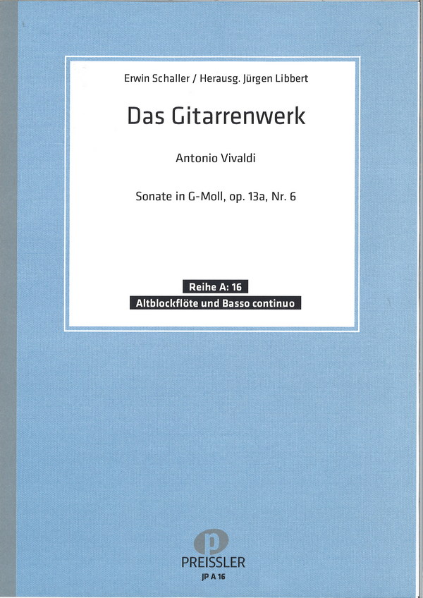 Sonate g-Moll op.13a,6 für&nbsp;&nbsp;Altblockflöte (Flöte, Oboe, Violine)&nbsp;&nbsp;und Bc