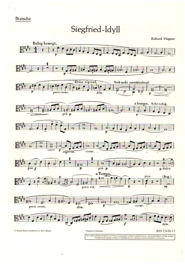 Siegfried-Idyll WWV103&nbsp;&nbsp;für Orchester&nbsp;&nbsp;Viola