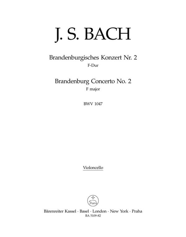 BRANDENBURGISCHES KONZERT NR. 2&nbsp;&nbsp;F-DUR, BWV 1047&nbsp;&nbsp;VIOLONCELLO