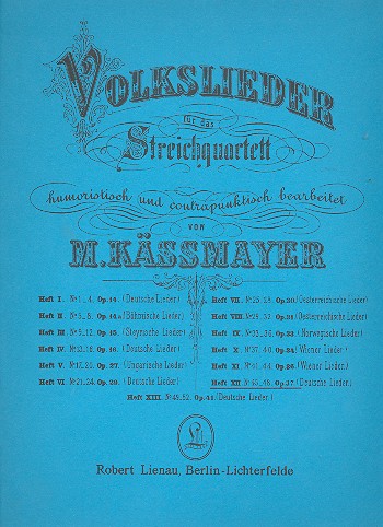 Volkslieder Band 12 - Deutsche Lieder&nbsp;&nbsp;für Streichquartett&nbsp;&nbsp;Stimmen