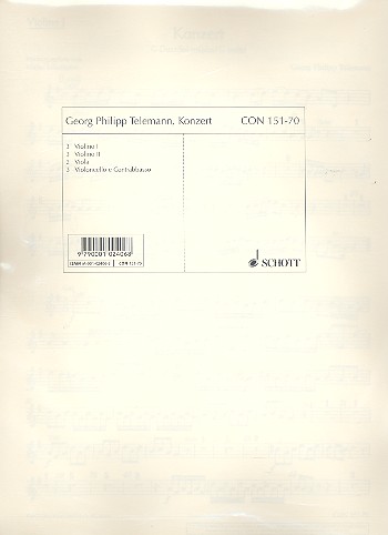 Konzert G-Dur&nbsp;&nbsp;für 2 Violen, Streicher und Basso continuo&nbsp;&nbsp;Stimmensatz - 3 V I, 3 V II, 2 Va, 3 Vc/Kb