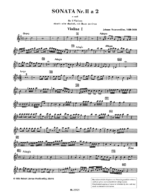 Sonate e-Moll Nr.2&nbsp;&nbsp;für 2 Violinen und Bc&nbsp;&nbsp;Violine 1