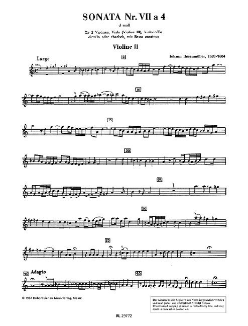 Sonate d-Moll Nr.7 à 4&nbsp;&nbsp;für Streicher und Bc&nbsp;&nbsp;Violine 2