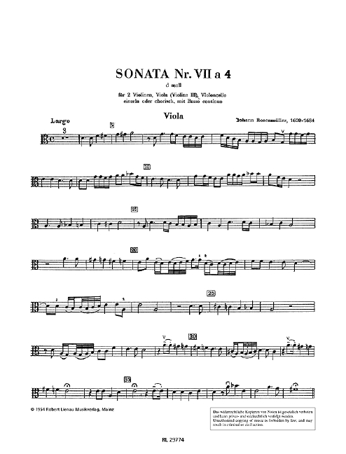 Sonate d-Moll Nr.7 à 4&nbsp;&nbsp;für Streicher und Bc&nbsp;&nbsp;Viola
