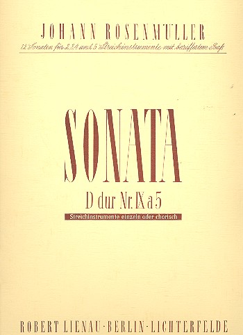Sonate D-Dur Nr.9 à 5&nbsp;&nbsp;Für 2 Violinen, 2 Violen, Cello und Klavier&nbsp;&nbsp;Partitur