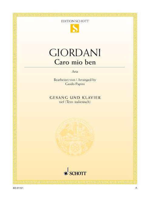 Caro mio ben (Trauungsgesang)&nbsp;&nbsp;für tiefe Singstimme und Klavier&nbsp;&nbsp;