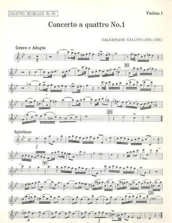 Concerto a quattro g-Moll Nr.1  für Streichorchester  Violine 1