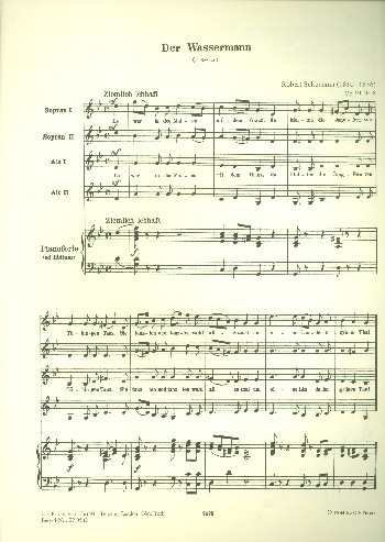 Der Wassermann op.91,3&nbsp;&nbsp;für Frauenchor und Klavier&nbsp;&nbsp;Partitur (dt)