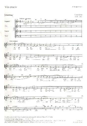 Via Crucis die 14 Stationen des&nbsp;&nbsp;Kreuzwegs für Soli, gem Chor und Orgel&nbsp;&nbsp;Chorpartitur