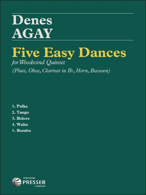 5 easy Dances  for flute, oboe, clarinet b, horn and bassoon  score and parts