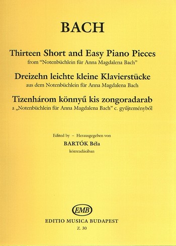 13 leichte Stücke aus dem Notenbüchlein  für Anna Magdalena Bach für Klavier  
