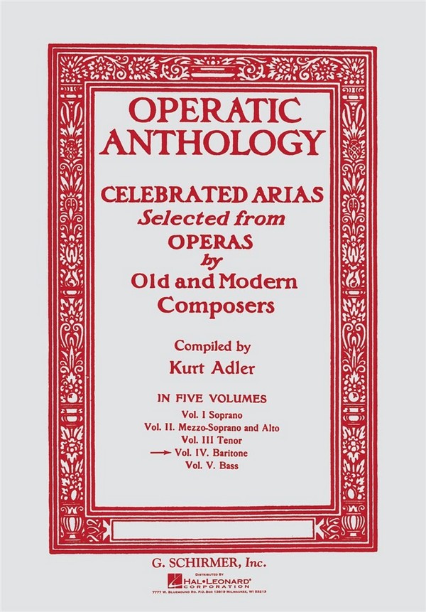 Operatic Anthology vol.4 for&nbsp;&nbsp;baritone and piano&nbsp;&nbsp;