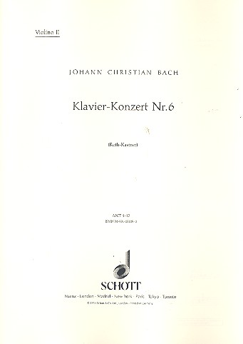 Klavierkonzert Nr. 6 G-Dur  für Klavier (Cembalo) und Streichorchester  Einzelstimme - Violine II