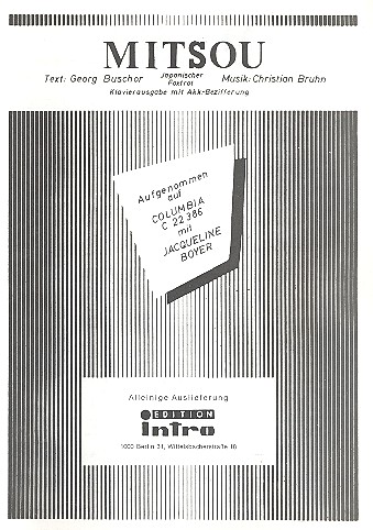 Mitsou: Einzelausgabe  Gesang und Klavier  