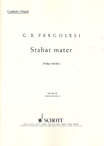 Stabat mater&nbsp;&nbsp;für Frauenchor (SA) mit Soli (SA), Streichorchester und Cembalo (Orgel&nbsp;&nbsp;Einzelstimme - Cembalo (Orgel)