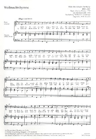 Weihnachtshymne Coro unisono,&nbsp;&nbsp;organo o pianoforte&nbsp;&nbsp;Partitur (en/dt)