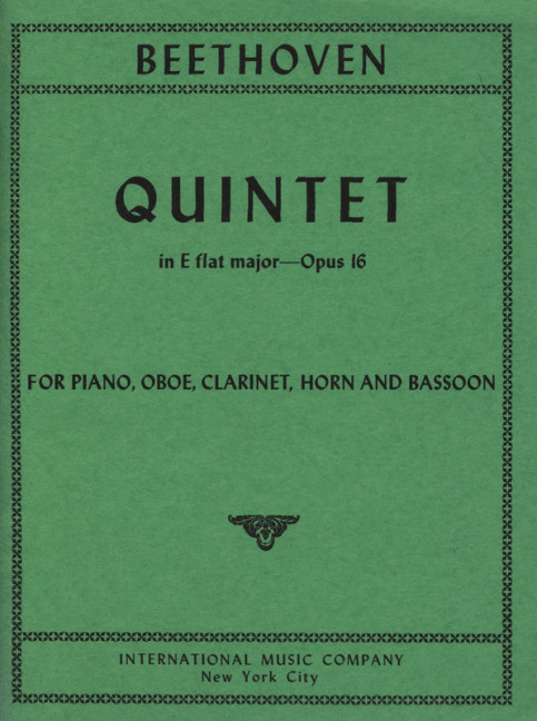 Quintet e flat major op.16&nbsp;&nbsp;for piano, oboe, clarinet, horn and bassoon&nbsp;&nbsp;score and parts