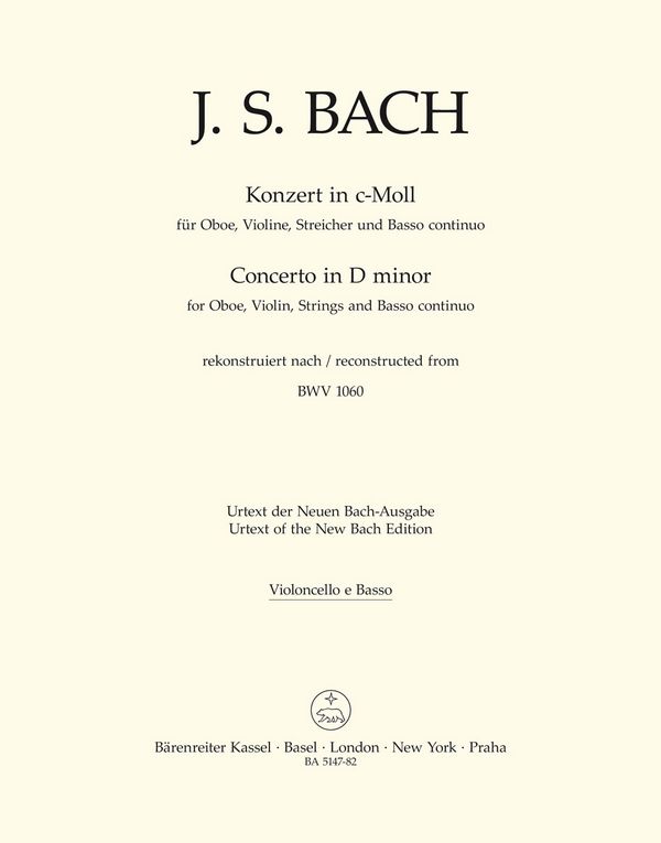 Konzert c-Moll BWV1060&nbsp;&nbsp;für Oboe, Violine und Streicher&nbsp;&nbsp;Cello / Bass