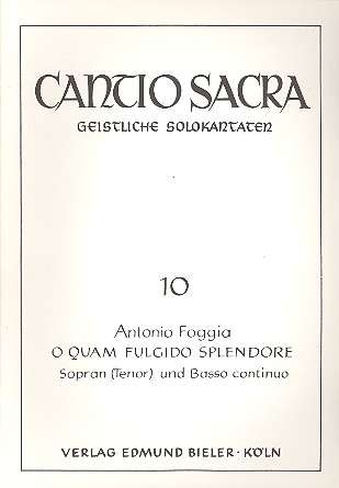 O quam fulgido splendore für  Sopran (Tenor) und Bc  