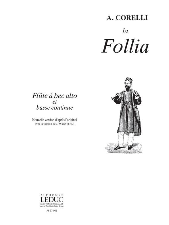 La Follia op.5,12  pour flute a bec alto et basse continue  