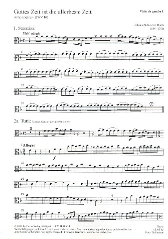 Gottes Zeit ist die allerbeste Zeit&nbsp;&nbsp;Kantate Nr.106 BWV106&nbsp;&nbsp;Viola da Gamba 1