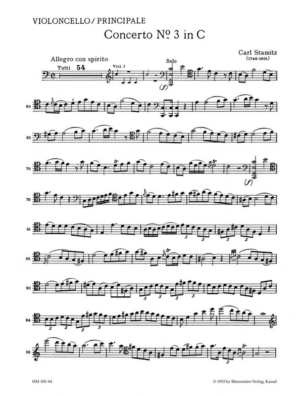 Concerto C-Dur Nr.3  für Violoncello und Kammerorchester  Violoncello solo