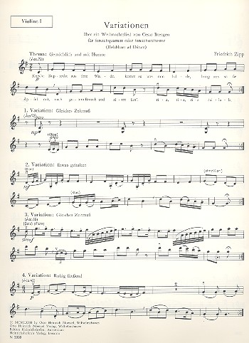 Variationen über Knecht Ruprecht&nbsp;&nbsp;aus dem Walde von Cesar Bresgen&nbsp;&nbsp;für Streichorchester,    5 Stimmen