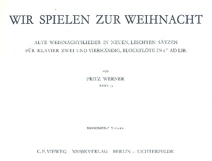 Wir spielen zur Weihnacht  für Sopranblockflöte  