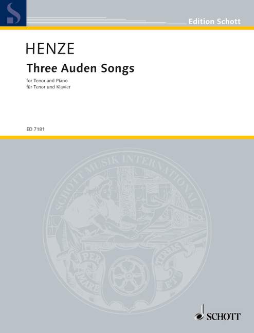 Three Auden Songs&nbsp;&nbsp;für Tenor und Klavier&nbsp;&nbsp;