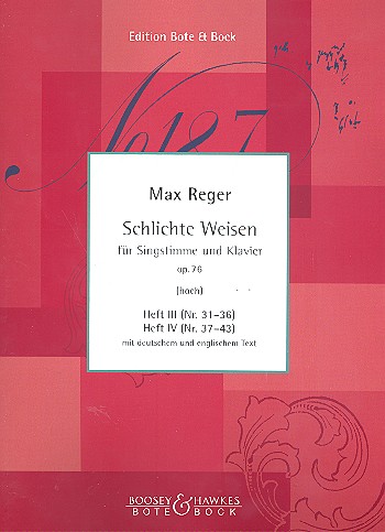 Schlichte Weisen op.76 Band 3-4&nbsp;&nbsp;(Nr.31-43) für hohe Singstimme&nbsp;&nbsp;und Klavier (dt/en)