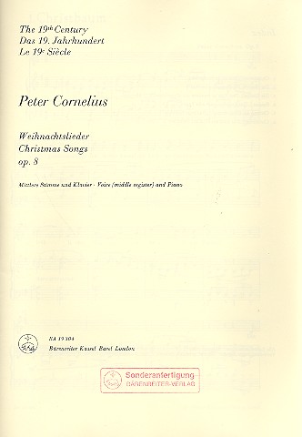 Weihnachtslieder op.8 für&nbsp;&nbsp;mittlere Singstimme und Klavier&nbsp;&nbsp;Verlagskopie