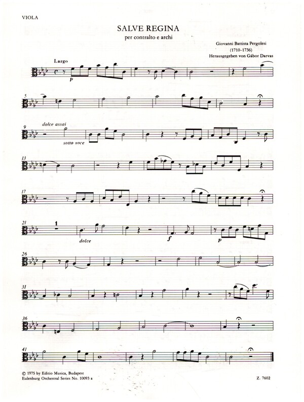 Salve Regina&nbsp;&nbsp;per contralto e archi&nbsp;&nbsp;Viola