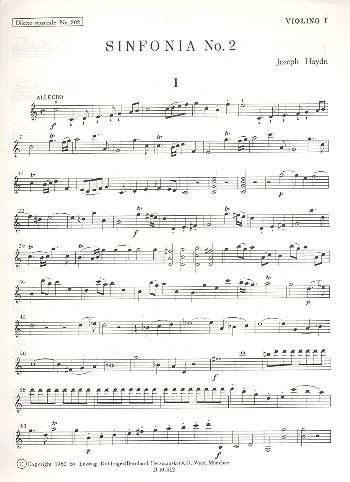 Sinfonie C-Dur Nr. 2 Hob.I:2&nbsp;&nbsp;für Orchester&nbsp;&nbsp;Violine 1