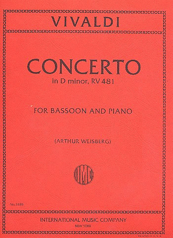 Concerto d minor RV481  for bassoon and strings  for bassoon and piano