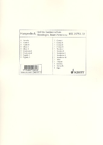 Lied des Sandmännchens&nbsp;&nbsp;für grosses Orchester&nbsp;&nbsp;Harmoniestimmen