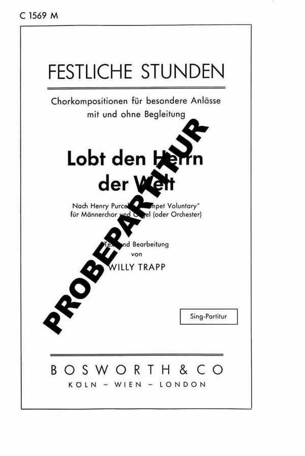 Lobet den Herrn der Welt Trumpet Voluntary&nbsp;&nbsp;für Männerchor und Orgel&nbsp;&nbsp;Chorpartitur