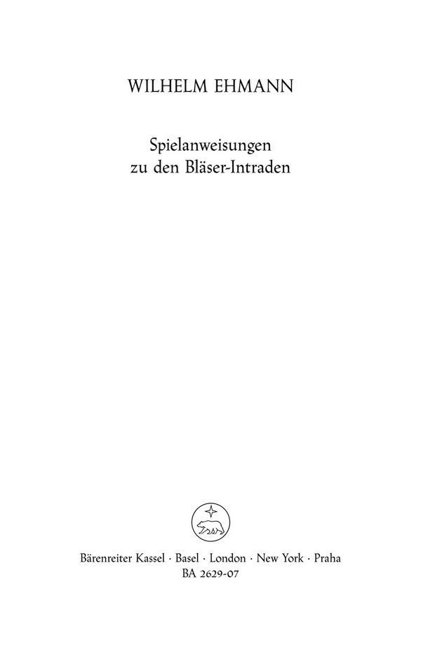 BLAESER-INTRADEN ZUM WOCHENLIED&nbsp;&nbsp;FUER BLAESERCHOR&nbsp;&nbsp;SPIELANWEISUNG