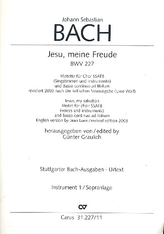 Jesu meine Freude BWV227&nbsp;&nbsp;für Chor (SSATB) und Instrumente&nbsp;&nbsp;Instrument 1