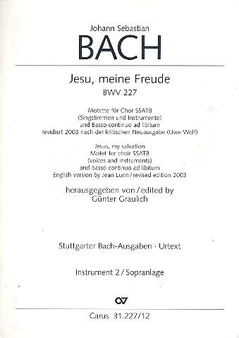 Jesu meine Freude BWV227&nbsp;&nbsp;für Chor (SSATB) und Instrumente&nbsp;&nbsp;Instrument 2