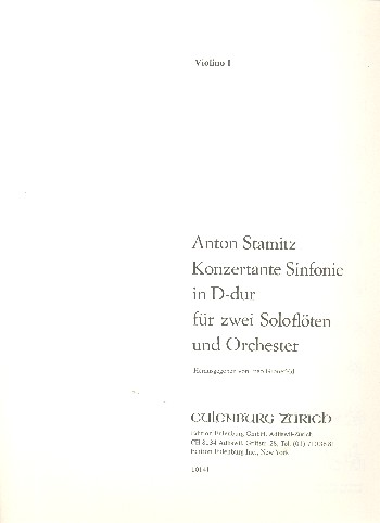 Konzertante Sinfonie D-Dur&nbsp;&nbsp;für 2 Flöten und Kammerorchester&nbsp;&nbsp;Violine 1