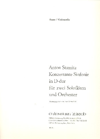 Konzertante Sinfonie D-Dur&nbsp;&nbsp;für 2 Flöten und Kammerorchester&nbsp;&nbsp;Violoncello/Kontrabass