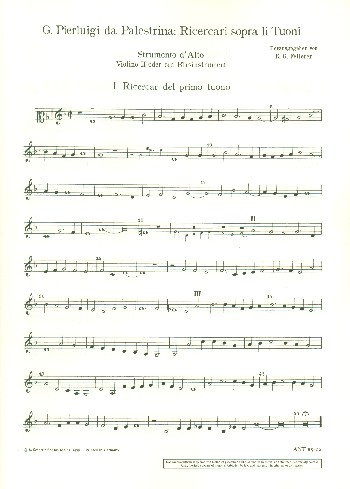 Ricercari sopra li tuoni a quattro  für Tasteninstrument oder beliebige Einzelinstrumente  Stimme 2 (Alt)