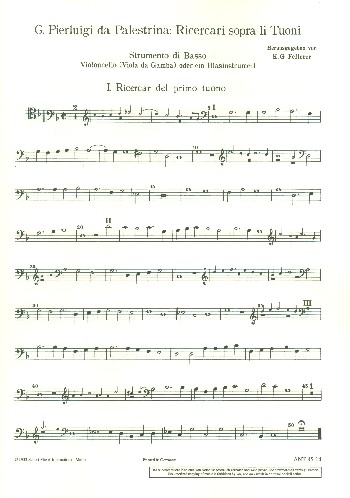 Ricercari sopra li tuoni a quattro  für Tasteninstrument oder beliebige Einzelinstrumente  Stimme 4 (Bass)